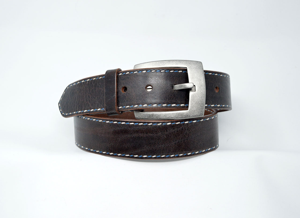Ledergürtel Vintage 30mm mit Ziernaht handgenäht