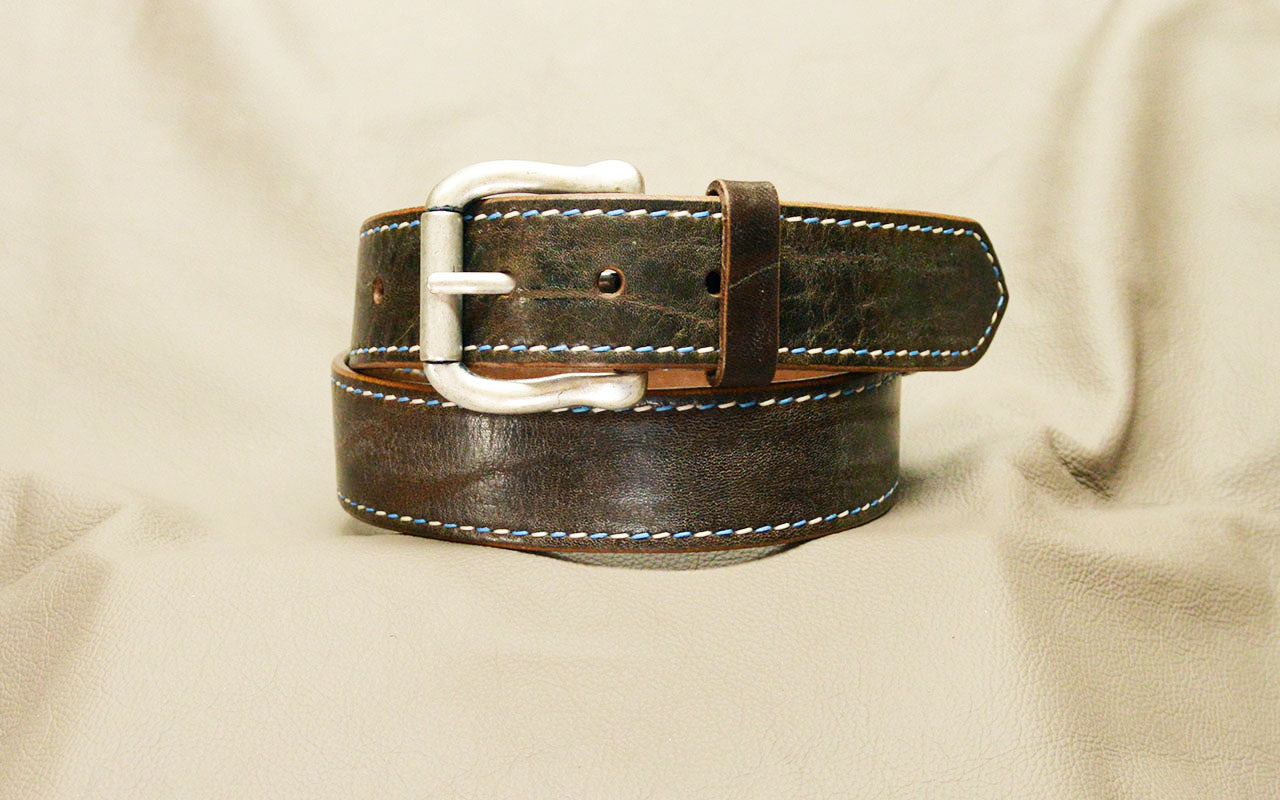 Ledergürtel Vintage 30mm mit Ziernaht handgenäht