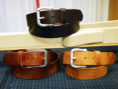 Ledergürtel Vintage 30mm ohne Ziernaht handgenäht